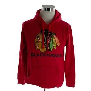 NHL Official Chicago Blackhawks Unisex Front Pockets Hooded Sweatshirt Size L